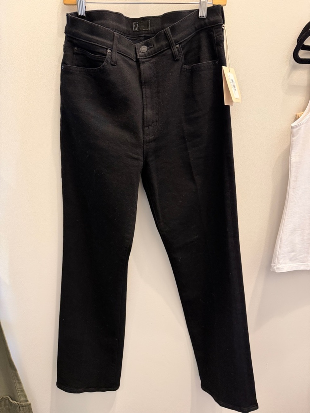 MOTHER Ladies Kick it Black Straight Jeans Size 31